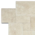 Ivory Travertine Unfilled, Brushed & Chiseled French Pattern Tile Ivory Travertine Unfilled, Brushed & Chiseled French Pattern Tile - American Tile Depot