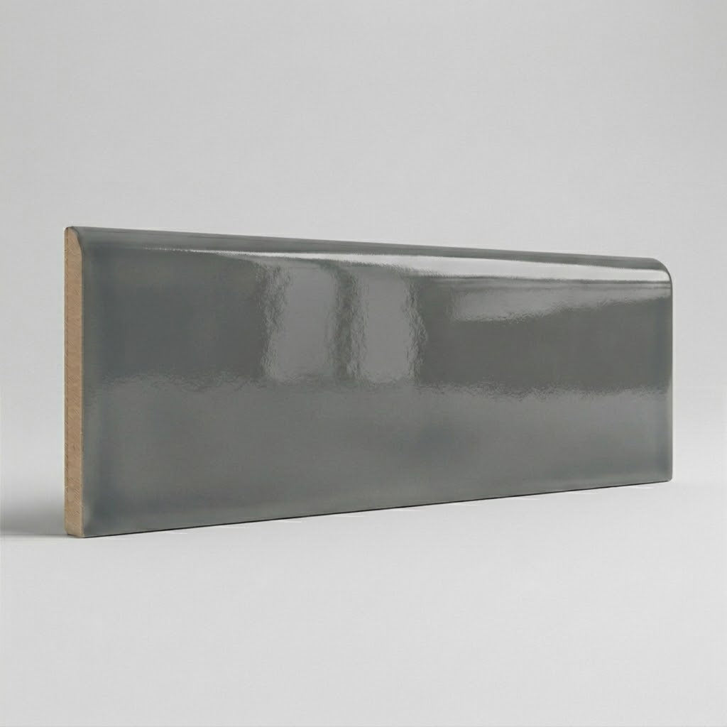 3x10 Brio Surface Dark Gray Ceramic Bullnose Tile 3x10 Brio Surface Dark Gray Ceramic Bullnose Tile - American Tile Depot