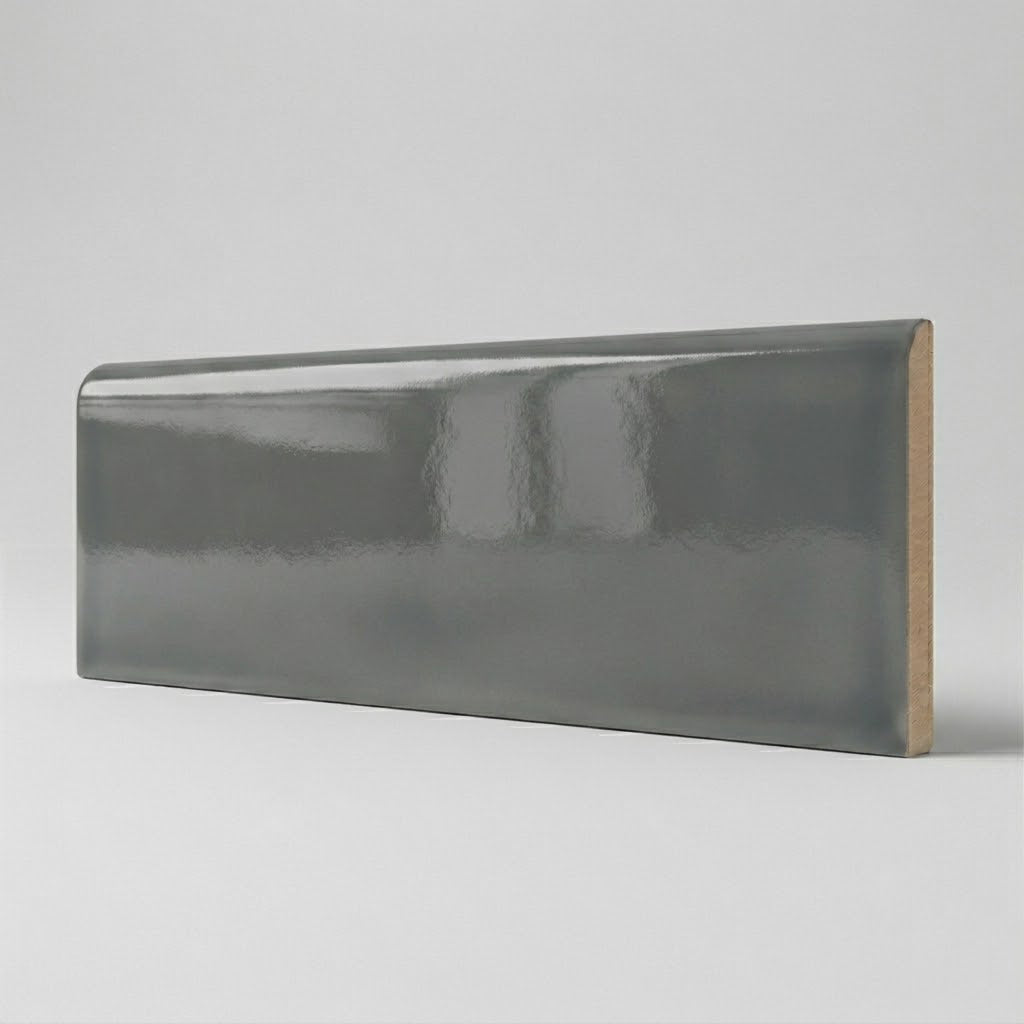 3x10 Brio Surface Dark Gray Ceramic Bullnose Tile - American Tile Depot