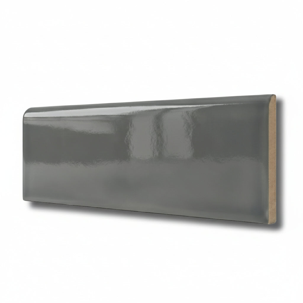 3x10 Brio Surface Dark Gray Ceramic Bullnose Tile - American Tile Depot