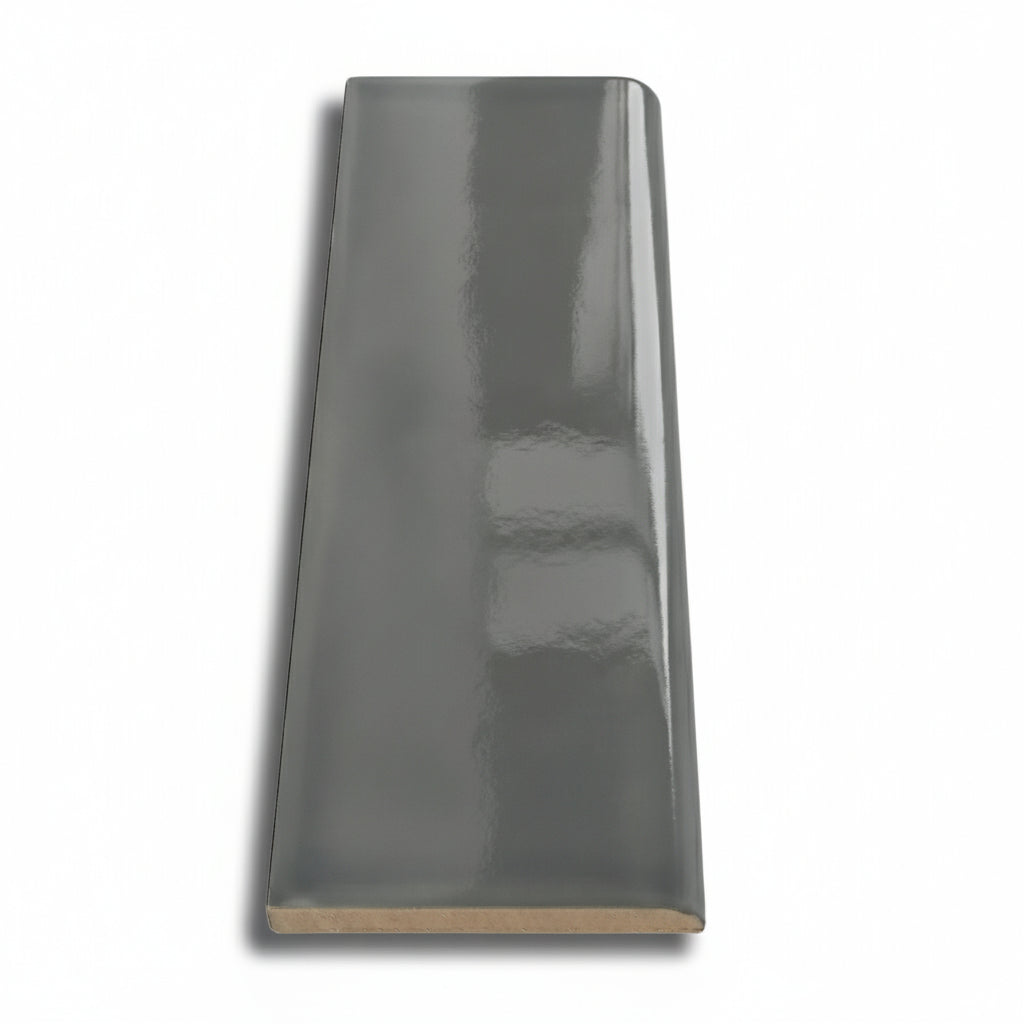 3x10 Brio Surface Dark Gray Ceramic Bullnose Tile - American Tile Depot