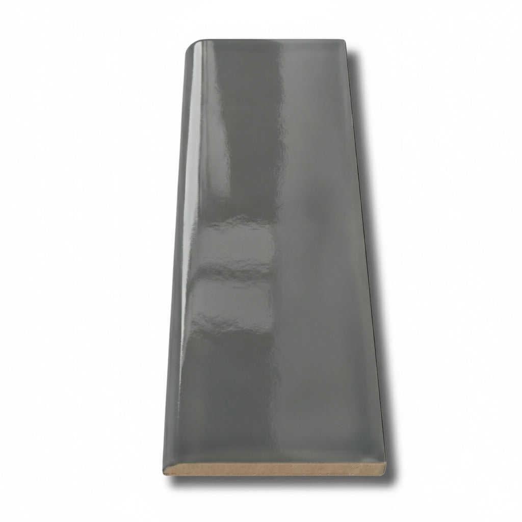 3x10 Brio Surface Dark Gray Ceramic Bullnose Tile - American Tile Depot
