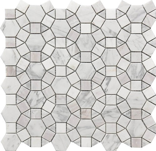 Mineralis Kaleidoscope Marble Polished Circular Stone & Glass Mosaic Tile-American Tile Depot