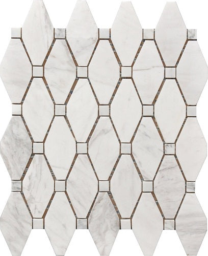 Mineralis Large Rhombus Polished Stone & Glass Mosaic Tile-American Tile Depot