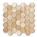 Latravonya Travertine Filled & Honed 2" Hexagon Mosaic Tile - American Tile Depot
