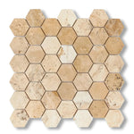Latravonya Travertine Filled & Honed 2" Hexagon Mosaic Tile - American Tile Depot