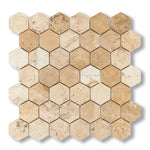 Latravonya Travertine Filled & Honed 2" Hexagon Mosaic Tile - American Tile Depot
