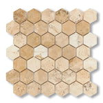 Latravonya Travertine Filled & Honed 2" Hexagon Mosaic Tile - American Tile Depot