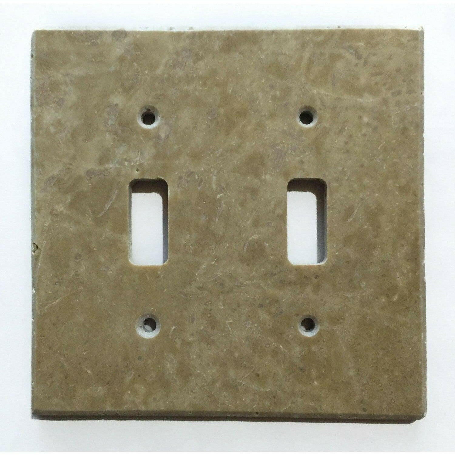 Light Walnut Travertine Double Toggle Switch Wall Plate / Switch Plate / Cover - Honed Light Walnut Travertine Double Toggle Switch Wall Plate / Switch Plate / Cover - Honed - American Tile Depot