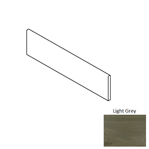 3x12 Evolution Light Grey Matte Stone Look Porcelain Bullnose Tile