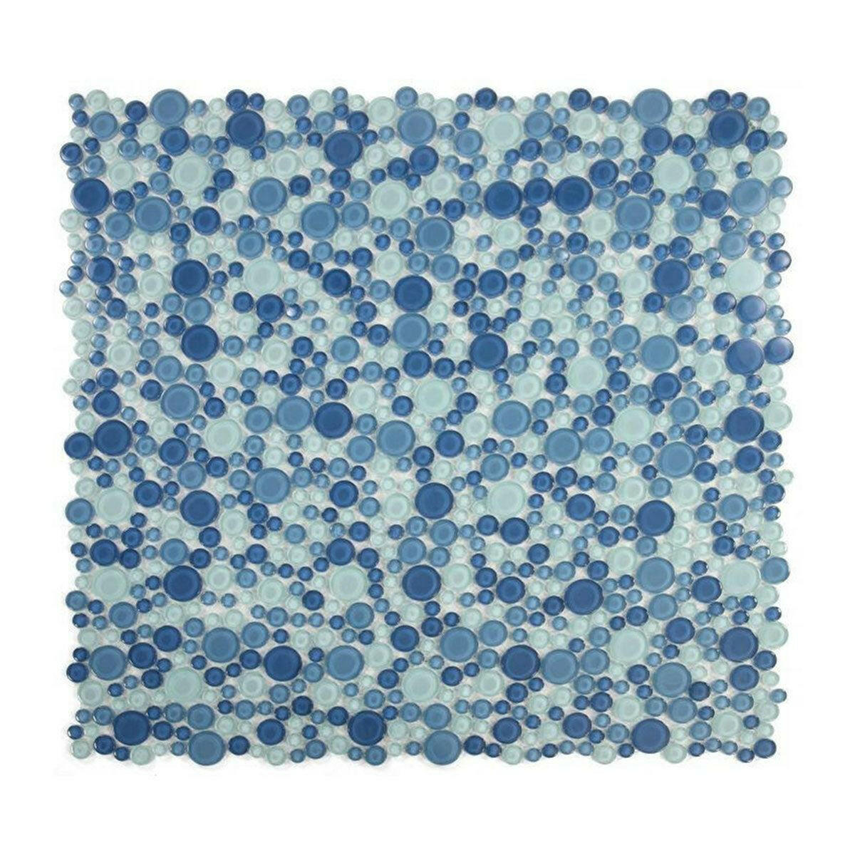 Lucy Blue Polished Circular Glass Mosaic Tile Lucy Blue Polished Circular Glass Mosaic Tile - American Tile Depot