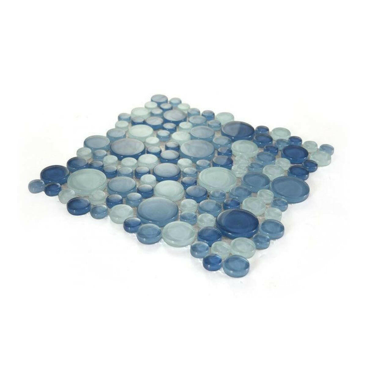 Lucy Blue Polished Circular Glass Mosaic Tile Lucy Blue Polished Circular Glass Mosaic Tile - American Tile Depot