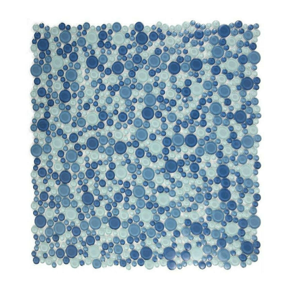 Lucy Blue Polished Circular Glass Mosaic Tile Lucy Blue Polished Circular Glass Mosaic Tile - American Tile Depot