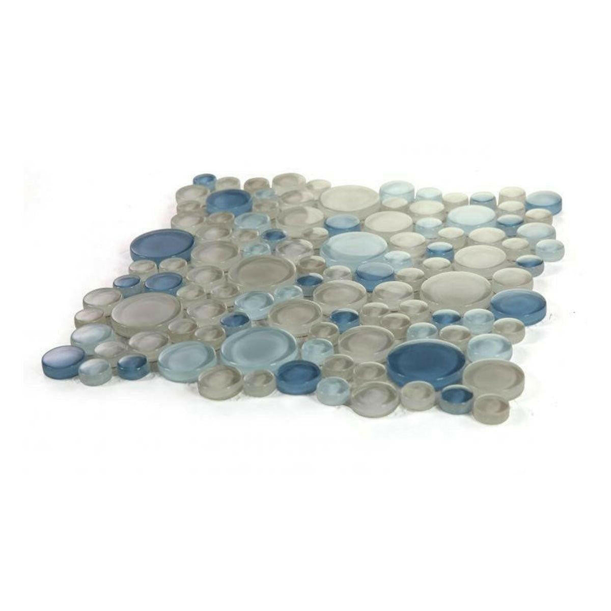 Lucy Cielo Polished Circular Glass Mosaic Tile Lucy Cielo Polished Circular Glass Mosaic Tile - American Tile Depot