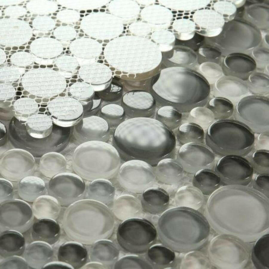 Lucy Cloudy Glossy Circular Glass Mosaic Tile Lucy Cloudy Glossy Circular Glass Mosaic Tile - American Tile Depot