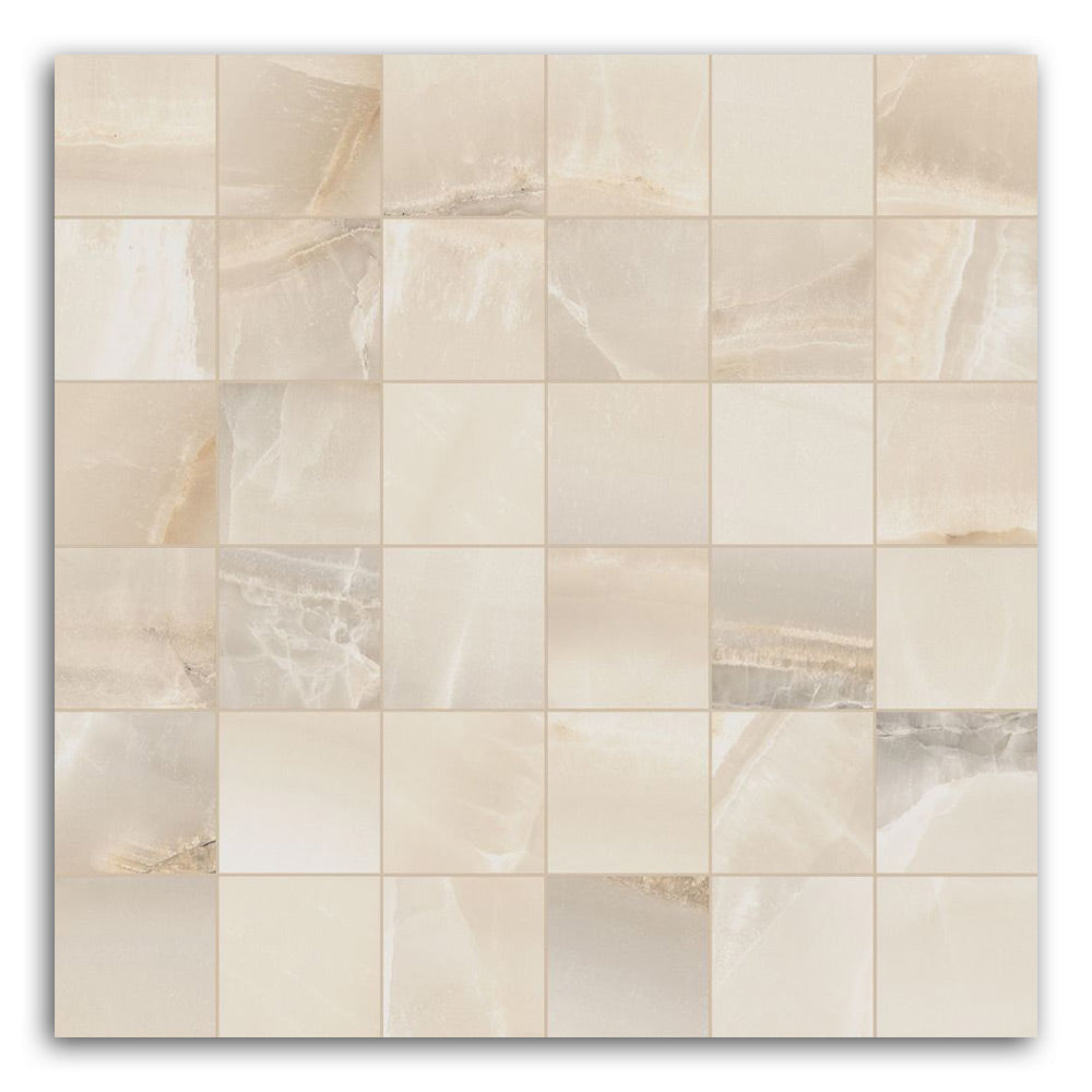Luna Ivory Matte Square Porcelain Mosaic Tile