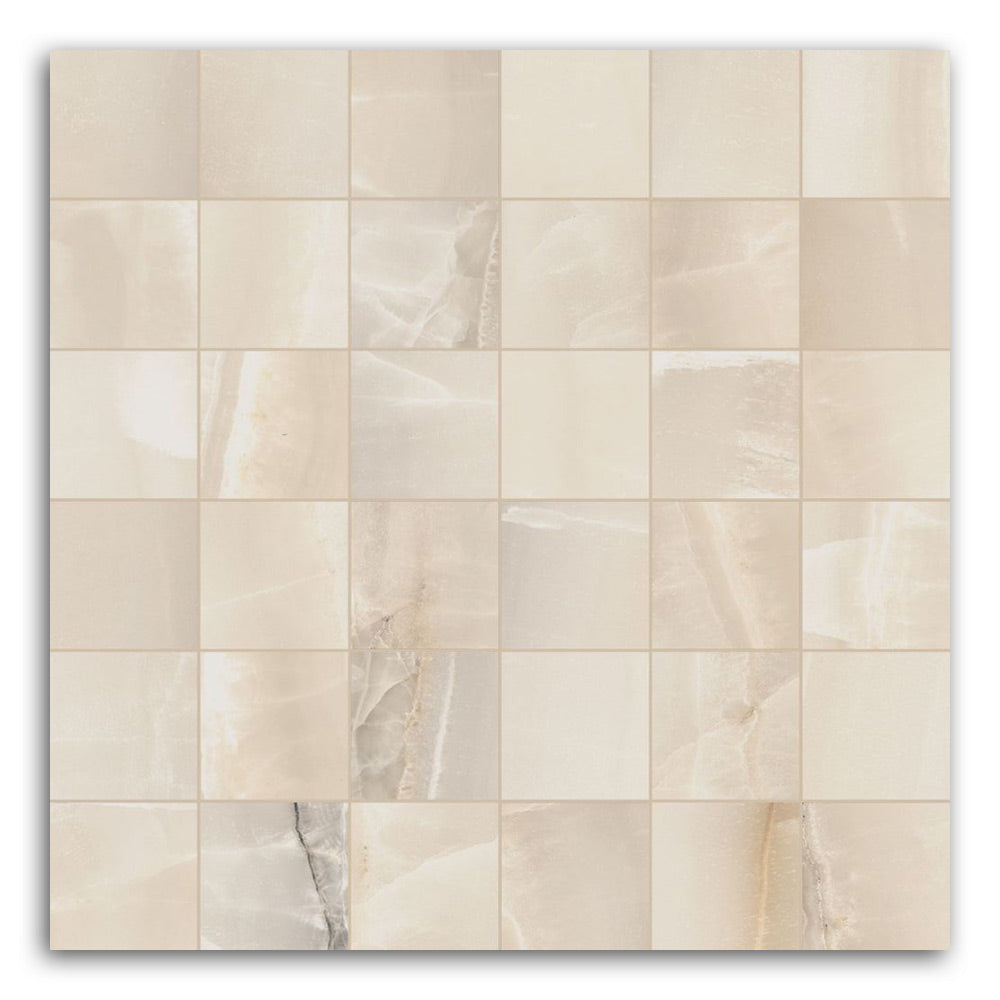 Luna Ivory Matte Square Porcelain Mosaic Tile