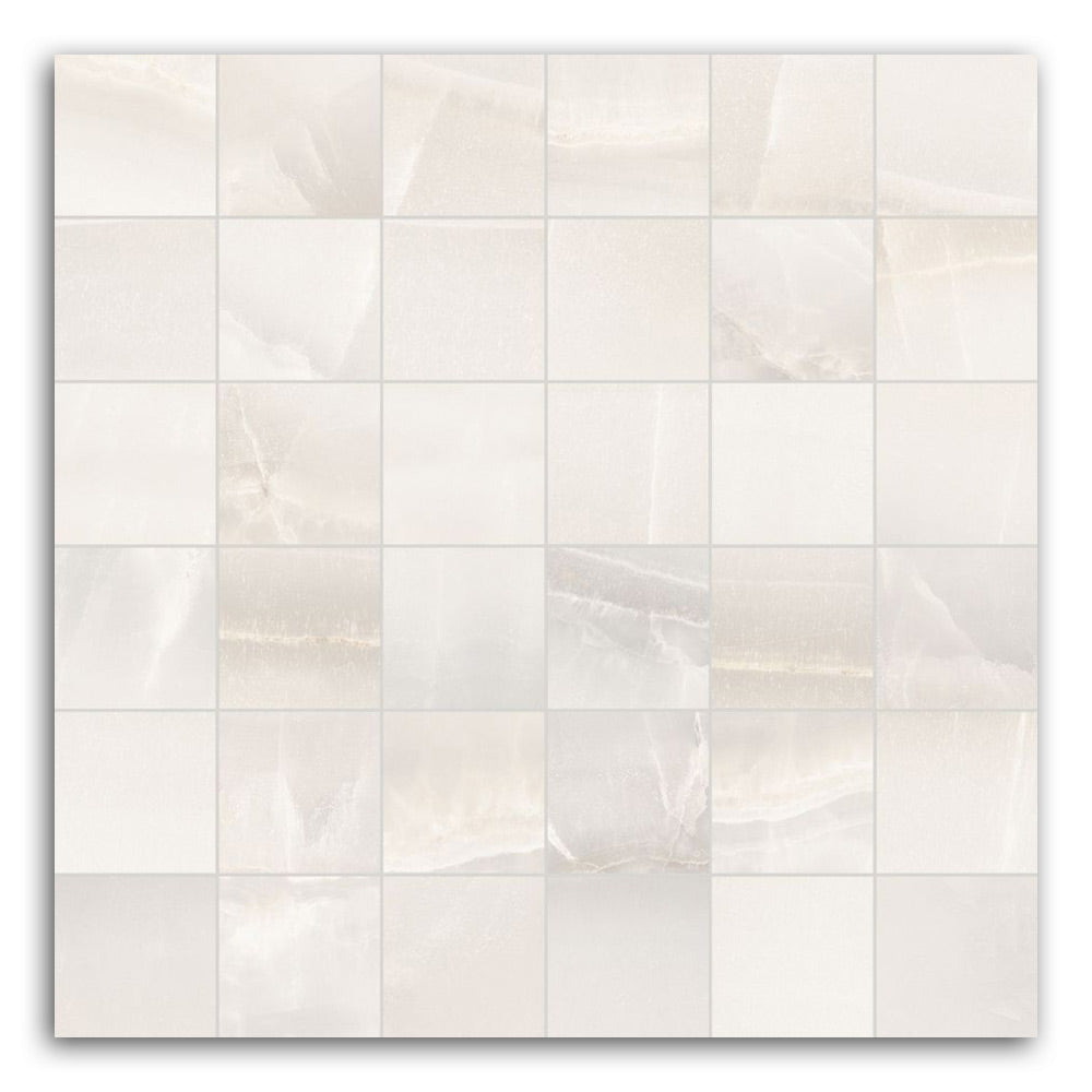 Luna White Matte Square Porcelain Mosaic Tile