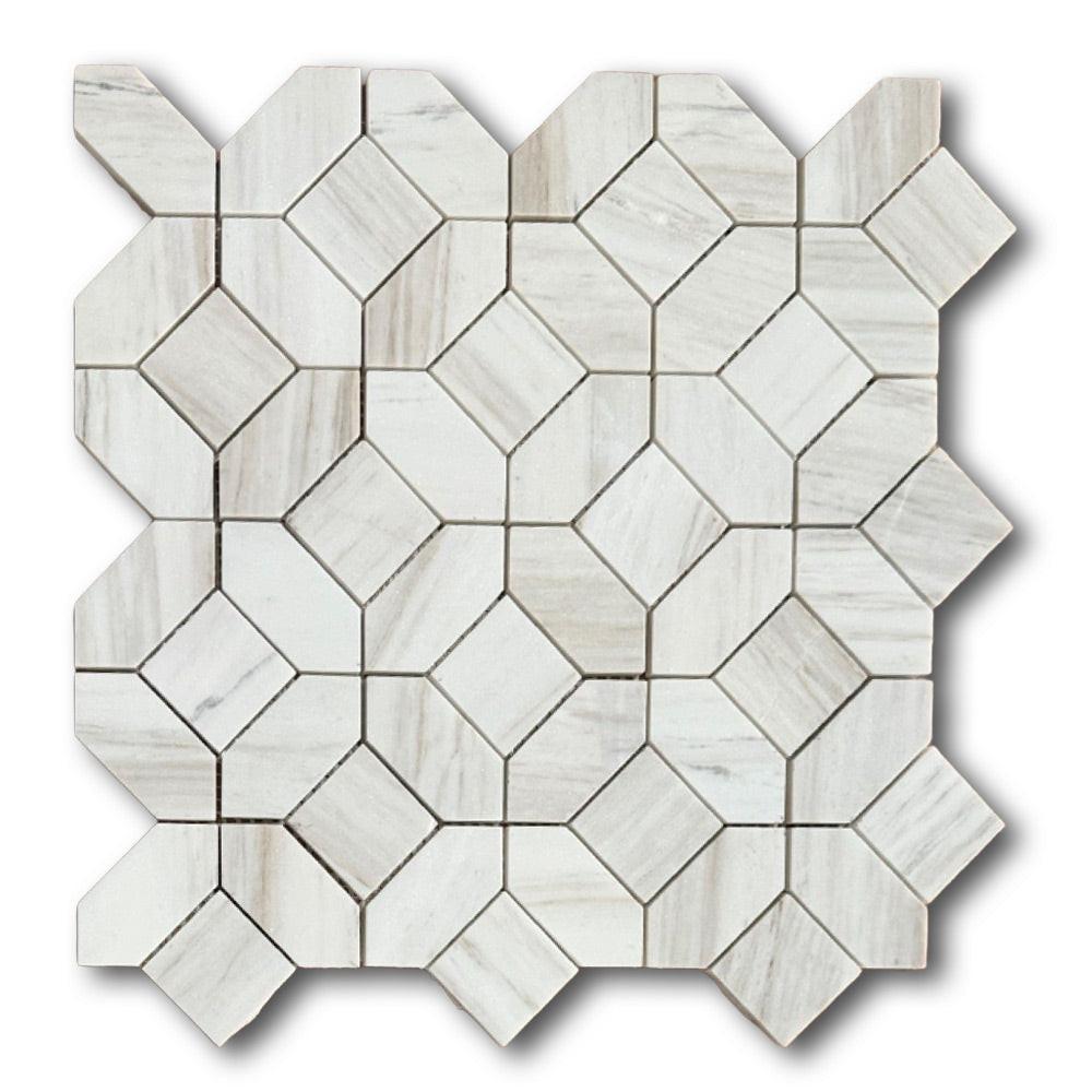 Luna Wooden White Honed Octagon Marble Mosaic Tile Luna Wooden White Honed Octagon Marble Mosaic Tile - American Tile Depot