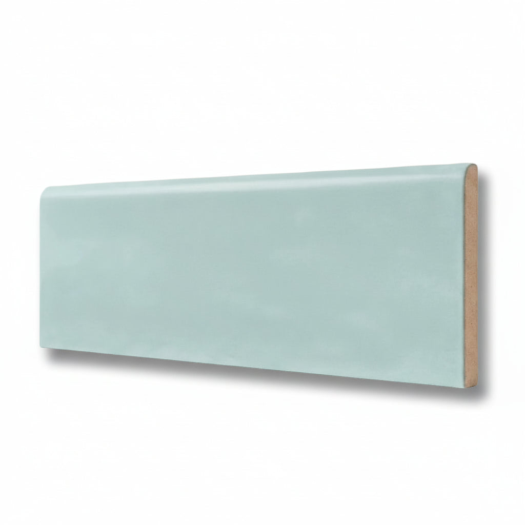 3x10 Faience Aqua Matte Ceramic Bullnose Tile - American Tile Depot