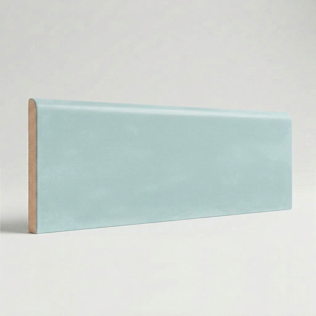 3x10 Faience Aqua Matte Ceramic Bullnose Tile 3x10 Faience Aqua Matte Ceramic Bullnose Tile - American Tile Depot