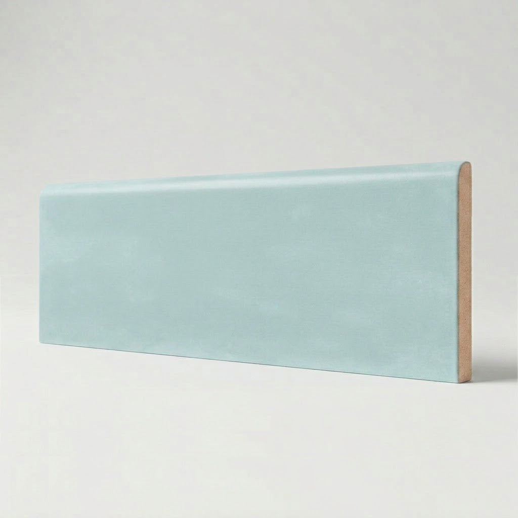 3x10 Faience Aqua Matte Ceramic Bullnose Tile - American Tile Depot