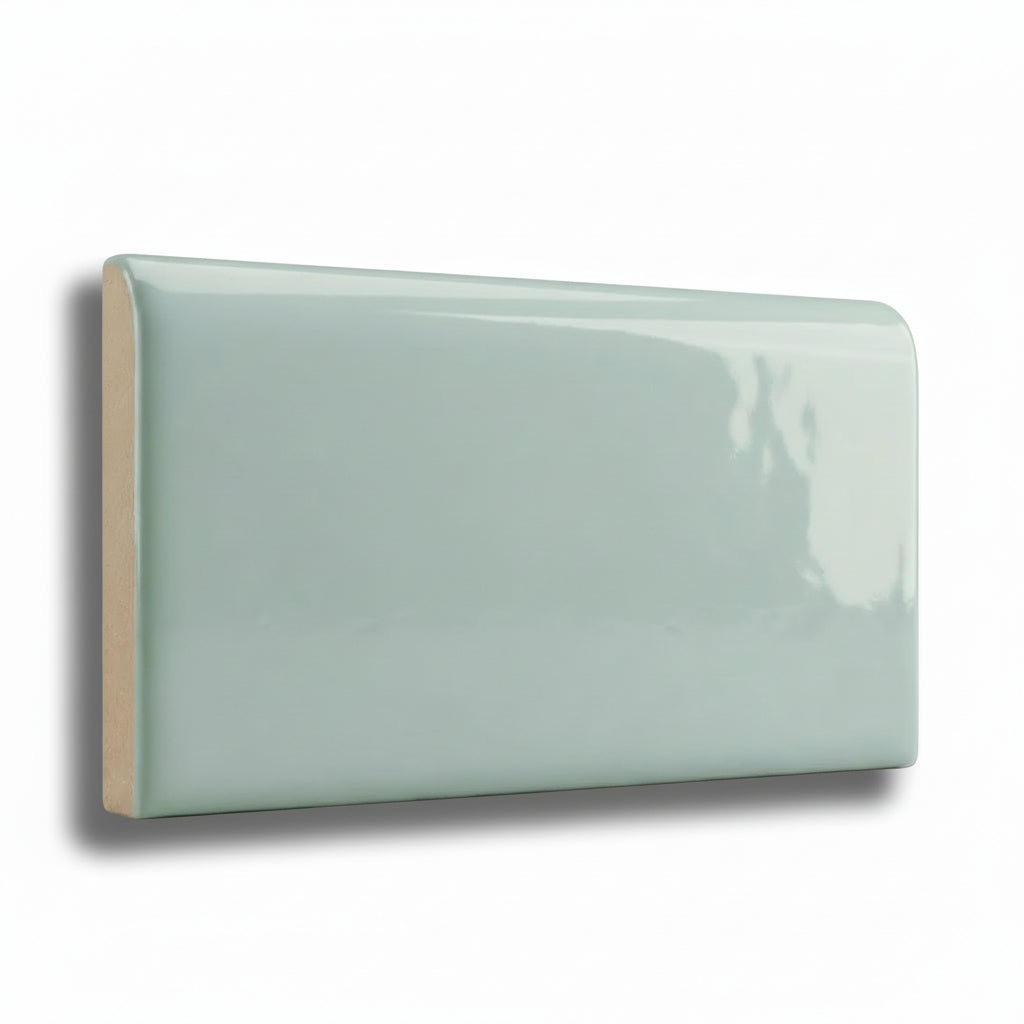3x6 Faience Aqua Ceramic Bullnose Tile 3x6 Faience Aqua Ceramic Bullnose Tile - American Tile Depot