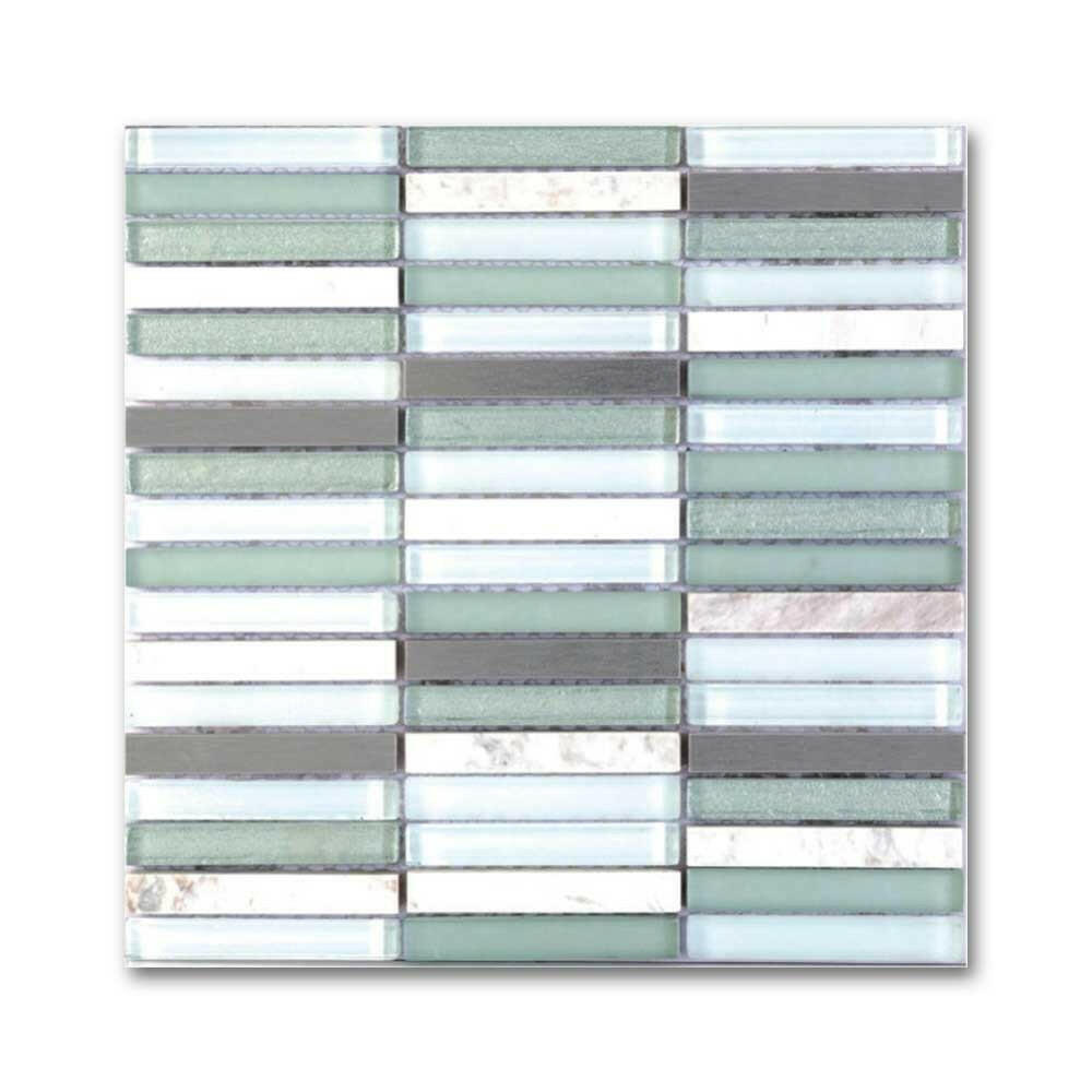 Metal Green Band Linear Mosaic Wall Tile Metal Green Band Linear Mosaic Wall Tile - American Tile Depot