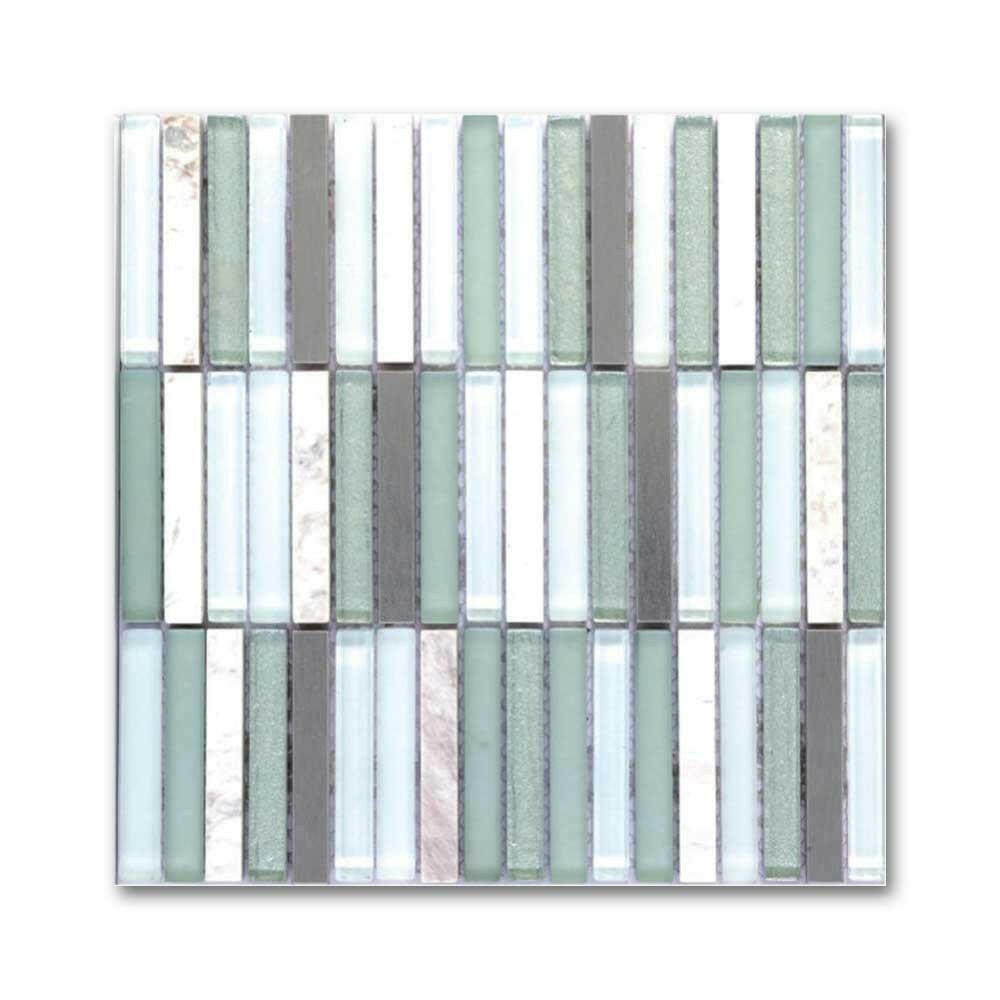 Metal Green Band Linear Mosaic Wall Tile - American Tile Depot