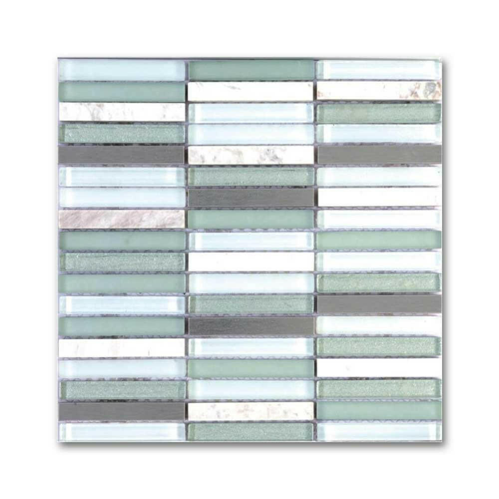 Metal Green Band Linear Mosaic Wall Tile - American Tile Depot