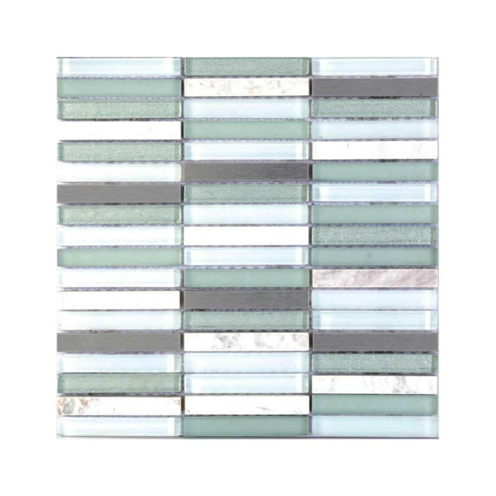 Metal Green Band Linear Mosaic Wall Tile - American Tile Depot