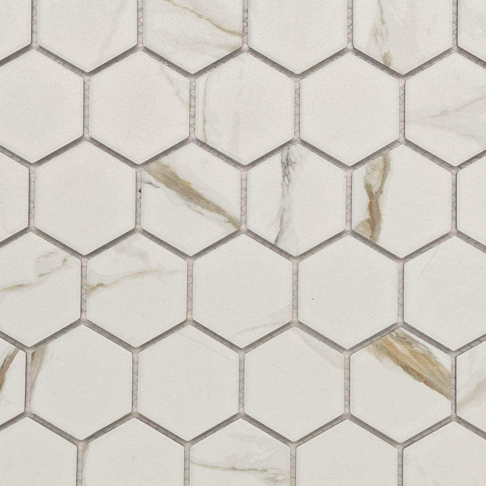 Milano Gold Matte 2" Hexagon Porcelain Mosaic Tile Milano Gold Matte 2" Hexagon Porcelain Mosaic Tile - American Tile Depot