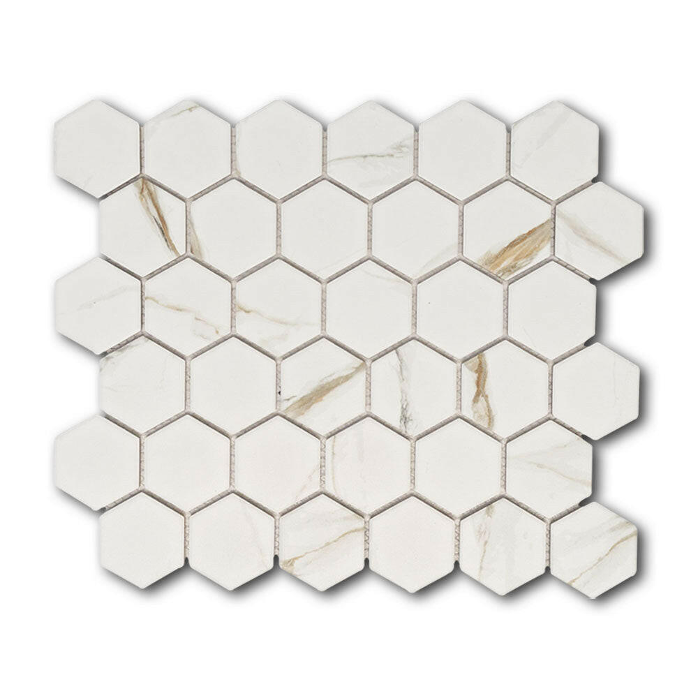 Milano Gold Matte 2" Hexagon Porcelain Mosaic Tile Milano Gold Matte 2" Hexagon Porcelain Mosaic Tile - American Tile Depot