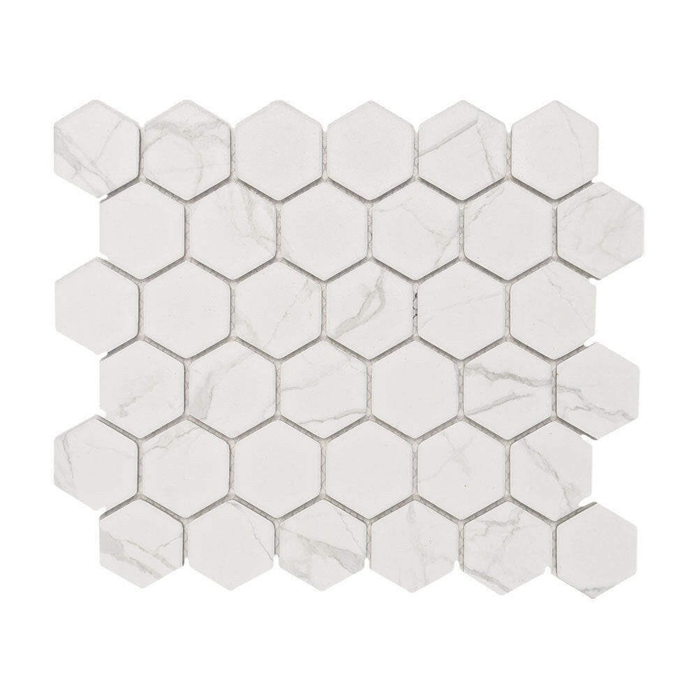 Milano Silver Matte 2" Hexagon Porcelain Mosaic Tile Milano Silver Matte 2" Hexagon Porcelain Mosaic Tile - American Tile Depot