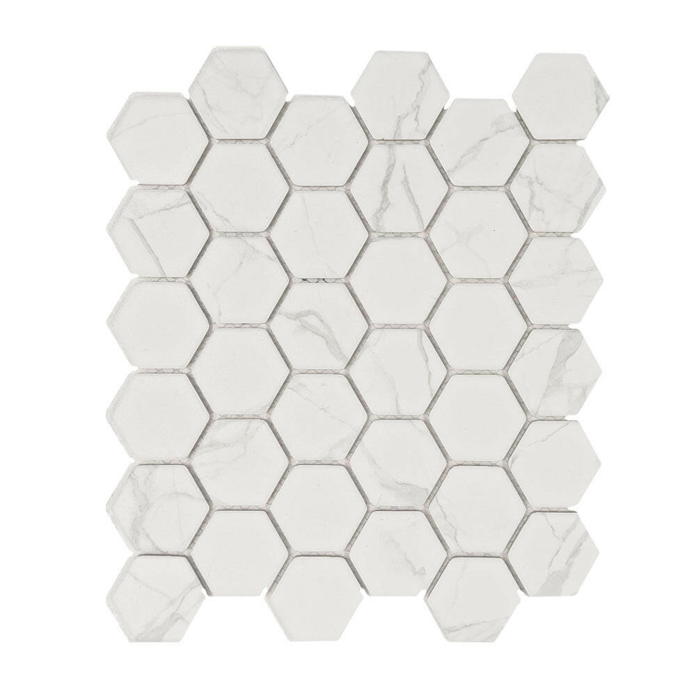 Milano Silver Matte 2" Hexagon Porcelain Mosaic Tile Milano Silver Matte 2" Hexagon Porcelain Mosaic Tile - American Tile Depot