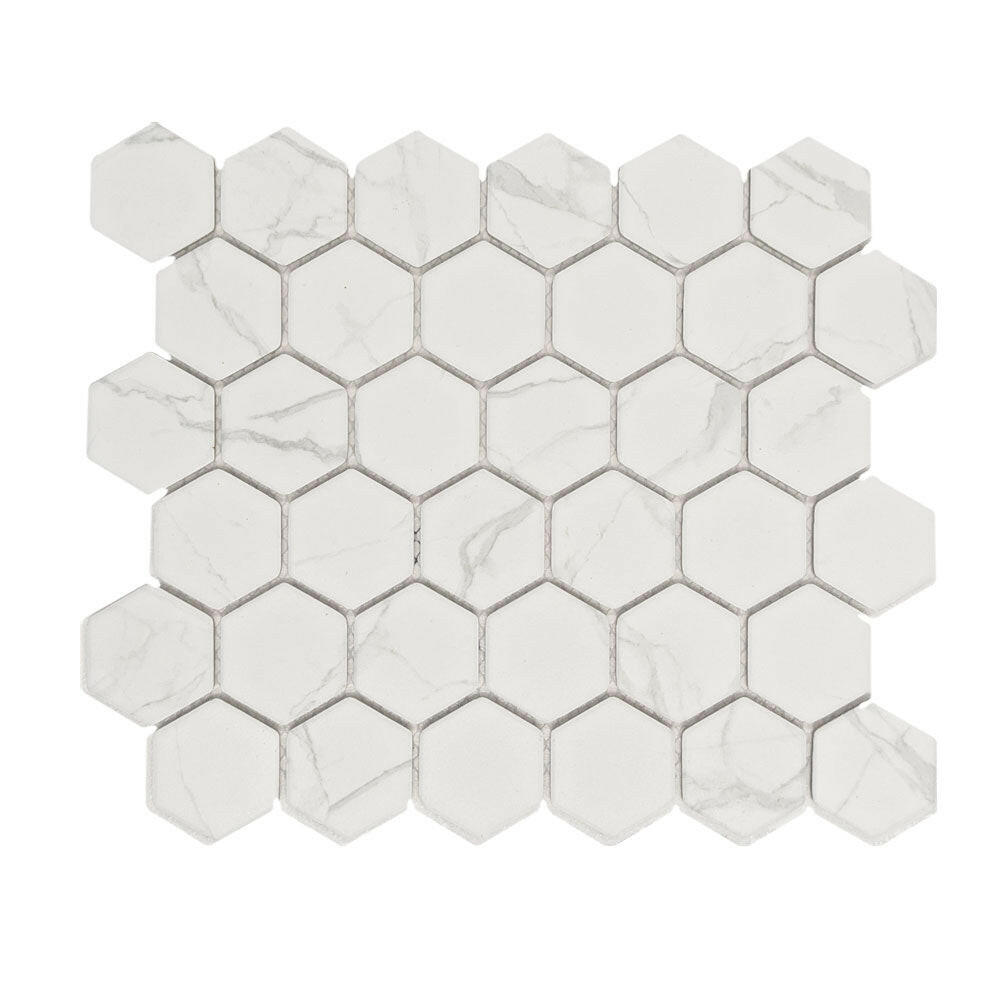 Milano Silver Matte 2" Hexagon Porcelain Mosaic Tile Milano Silver Matte 2" Hexagon Porcelain Mosaic Tile - American Tile Depot