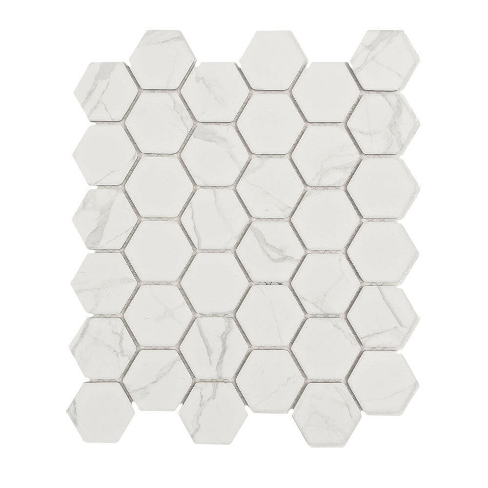 Milano Silver Matte 2" Hexagon Porcelain Mosaic Tile Milano Silver Matte 2" Hexagon Porcelain Mosaic Tile - American Tile Depot