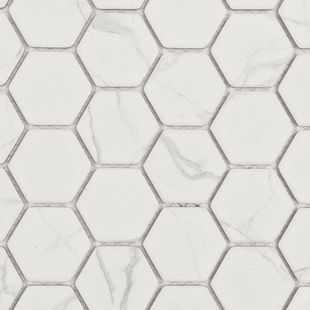 Milano Silver Matte 2" Hexagon Porcelain Mosaic Tile Milano Silver Matte 2" Hexagon Porcelain Mosaic Tile - American Tile Depot
