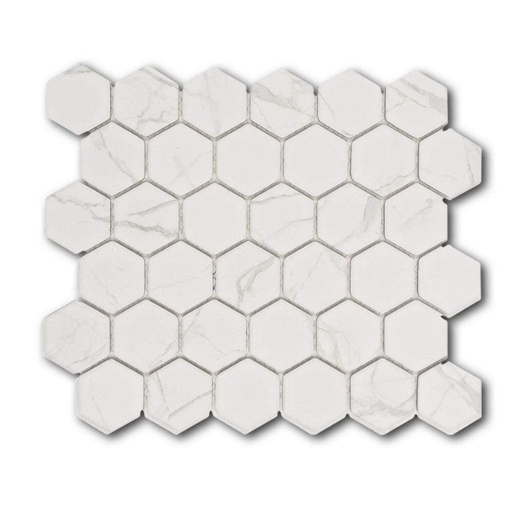 Milano Silver Matte 2" Hexagon Porcelain Mosaic Tile Milano Silver Matte 2" Hexagon Porcelain Mosaic Tile - American Tile Depot