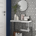 Mineralis Black White Polished Hexagon Stone & Glass Mosaic Tile Mineralis Black White Polished Hexagon Stone & Glass Mosaic Tile - American Tile Depot