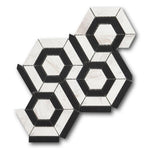 Mineralis Black White Polished Hexagon Stone & Glass Mosaic Tile Mineralis Black White Polished Hexagon Stone & Glass Mosaic Tile - American Tile Depot