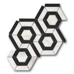 Mineralis Black White Polished Hexagon Stone & Glass Mosaic Tile Mineralis Black White Polished Hexagon Stone & Glass Mosaic Tile - American Tile Depot