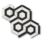 Mineralis Black White Polished Hexagon Stone & Glass Mosaic Tile Mineralis Black White Polished Hexagon Stone & Glass Mosaic Tile - American Tile Depot
