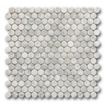 Mineralis Carrara Marble Polished Penny Stone & Glass Mosaic Tile Mineralis Carrara Marble Polished Penny Stone & Glass Mosaic Tile - American Tile Depot
