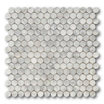 Mineralis Carrara Marble Polished Penny Stone & Glass Mosaic Tile Mineralis Carrara Marble Polished Penny Stone & Glass Mosaic Tile - American Tile Depot