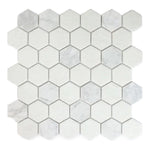 Mineralis Carrara Polished & Matte Hexagon Stone & Glass Mosaic Tile Mineralis Carrara Polished & Matte Hexagon Stone & Glass Mosaic Tile - American Tile Depot