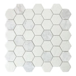 Mineralis Carrara Polished & Matte Hexagon Stone & Glass Mosaic Tile Mineralis Carrara Polished & Matte Hexagon Stone & Glass Mosaic Tile - American Tile Depot