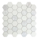 Mineralis Carrara Polished & Matte Hexagon Stone & Glass Mosaic Tile Mineralis Carrara Polished & Matte Hexagon Stone & Glass Mosaic Tile - American Tile Depot
