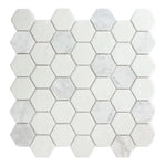 Mineralis Carrara Polished & Matte Hexagon Stone & Glass Mosaic Tile Mineralis Carrara Polished & Matte Hexagon Stone & Glass Mosaic Tile - American Tile Depot