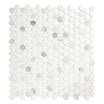 Mineralis Carrara Polished & Matte Penny Stone & Glass Mosaic Tile Mineralis Carrara Polished & Matte Penny Stone & Glass Mosaic Tile - American Tile Depot